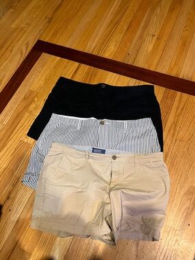 Three Pack Women's Shorts - Black, Navy Stripe, Khaki